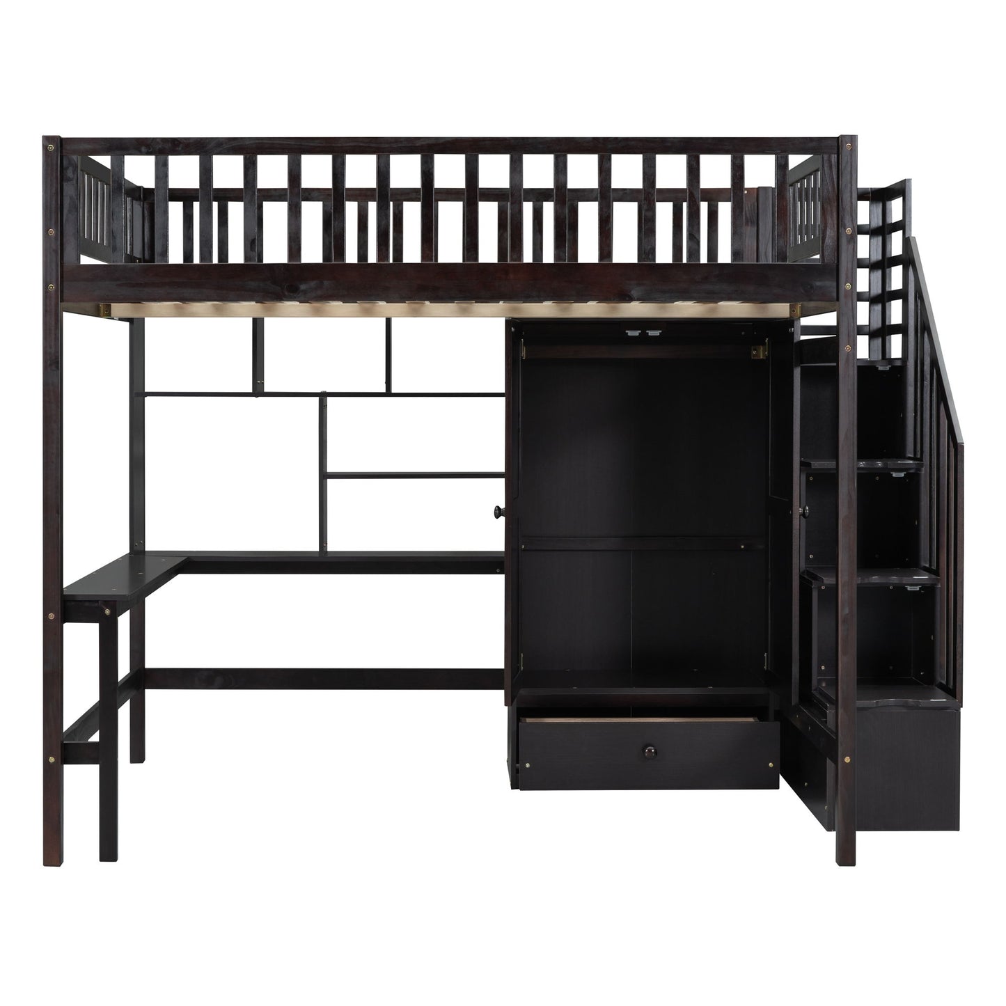 Loft Bed With Bookshelf, Drawers, Desk, And Wardrobe - The Sleep Loft - Online Mattress Showroom NYC