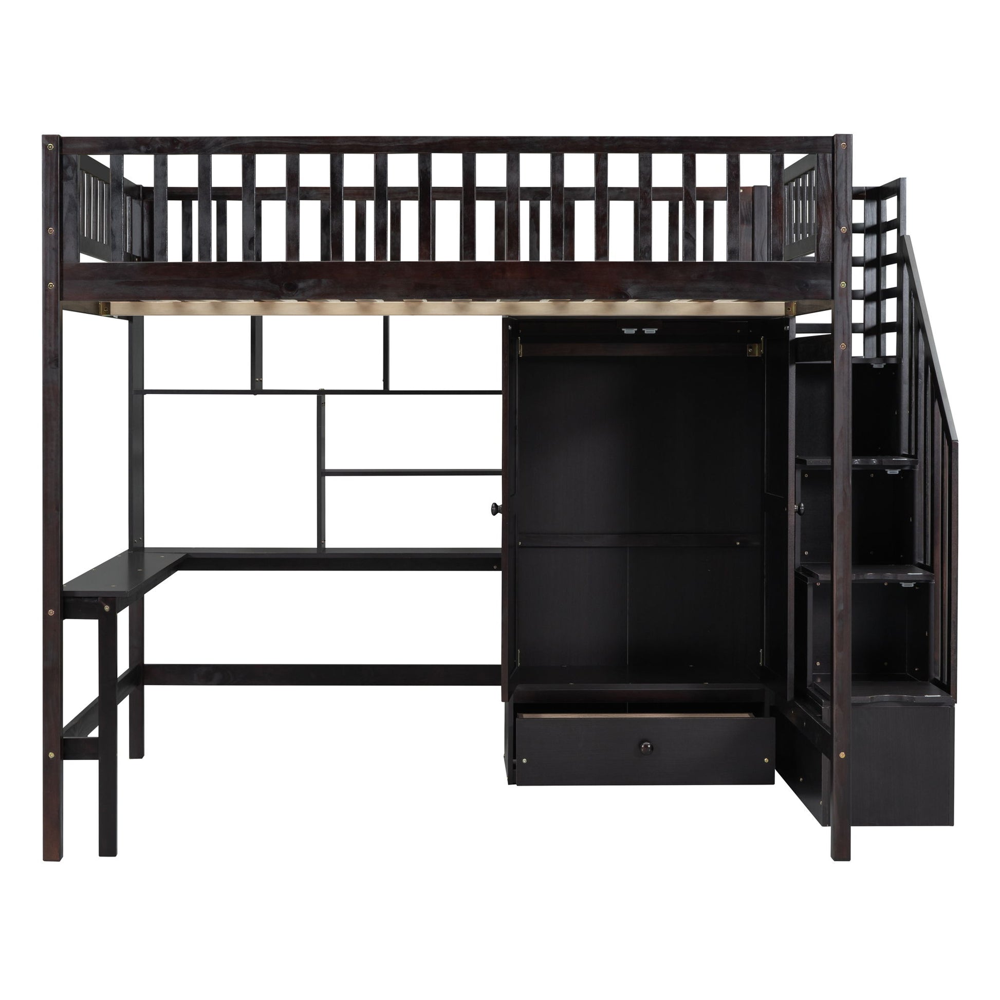 Loft Bed With Bookshelf, Drawers, Desk, And Wardrobe - The Sleep Loft - Online Mattress Showroom NYC