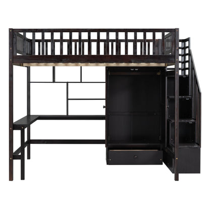 Loft Bed With Bookshelf, Drawers, Desk, And Wardrobe - The Sleep Loft - Online Mattress Showroom NYC
