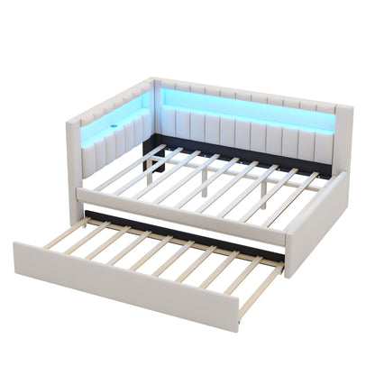 Upholstered Platform Bed With USB Ports And LED Belt - The Sleep Loft - Online Mattress Showroom NYC