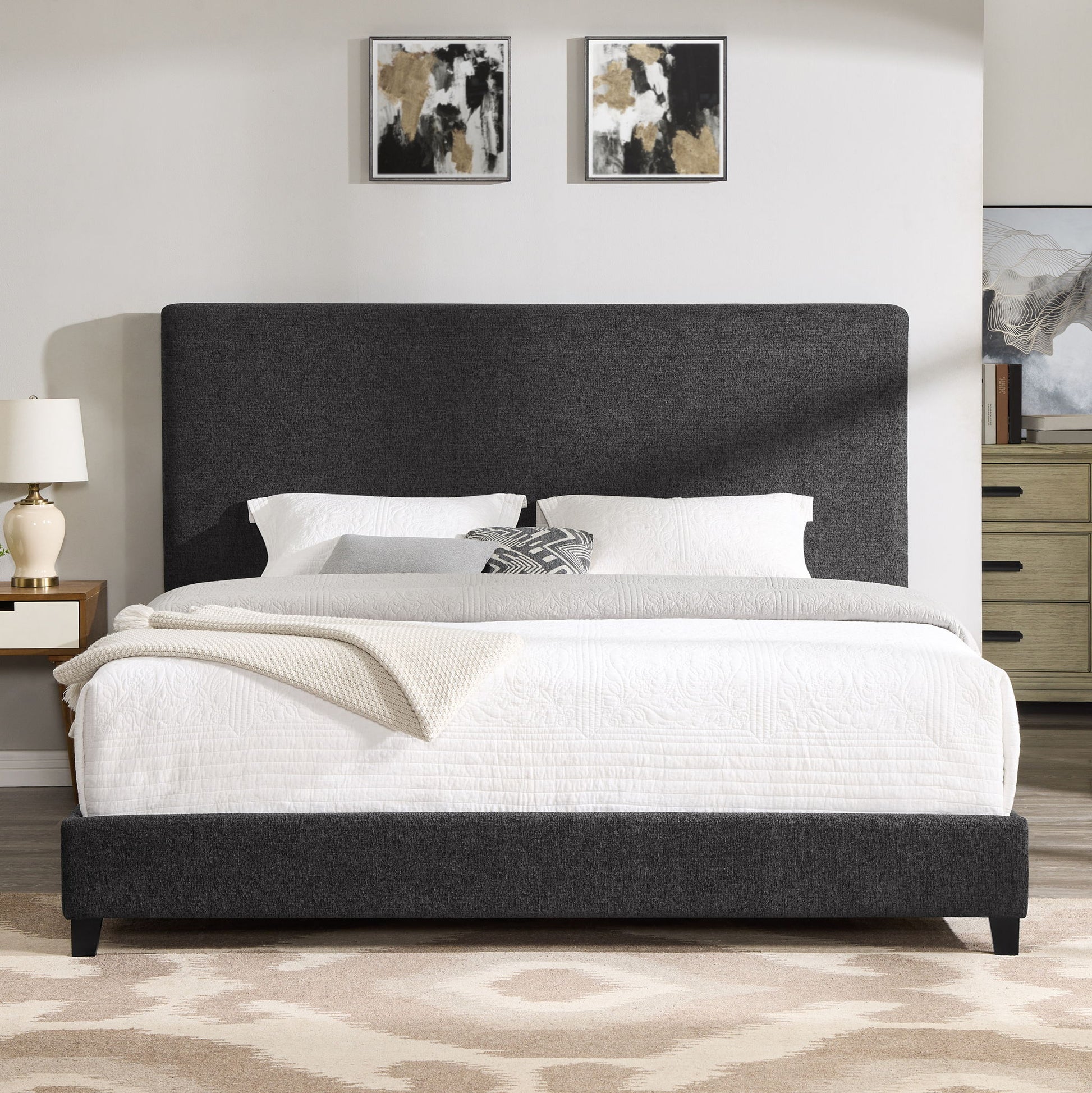 Boucle Upholstered Platform Bed - The Sleep Loft - Online Mattress Showroom NYC