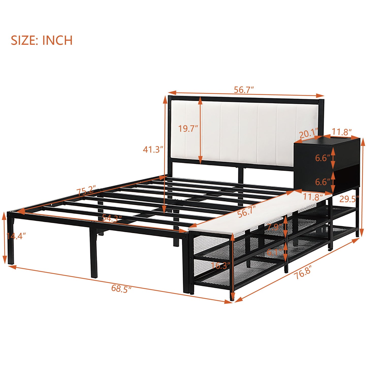 Platform Bed With 2 Tier Storage Shelves, Storage Cabinet - The Sleep Loft - Online Mattress Showroom NYC