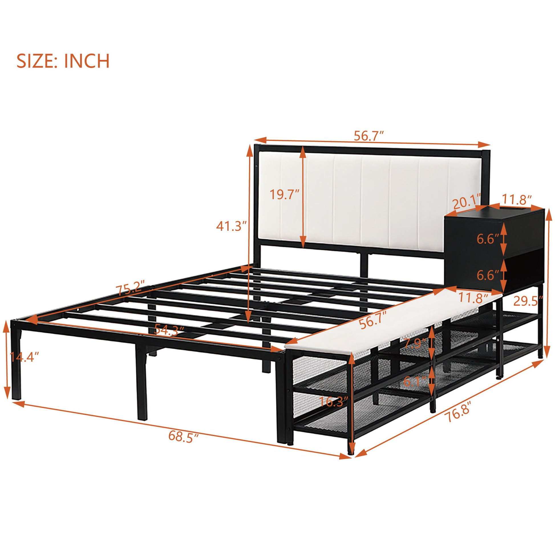 Platform Bed With 2 Tier Storage Shelves, Storage Cabinet - The Sleep Loft - Online Mattress Showroom NYC