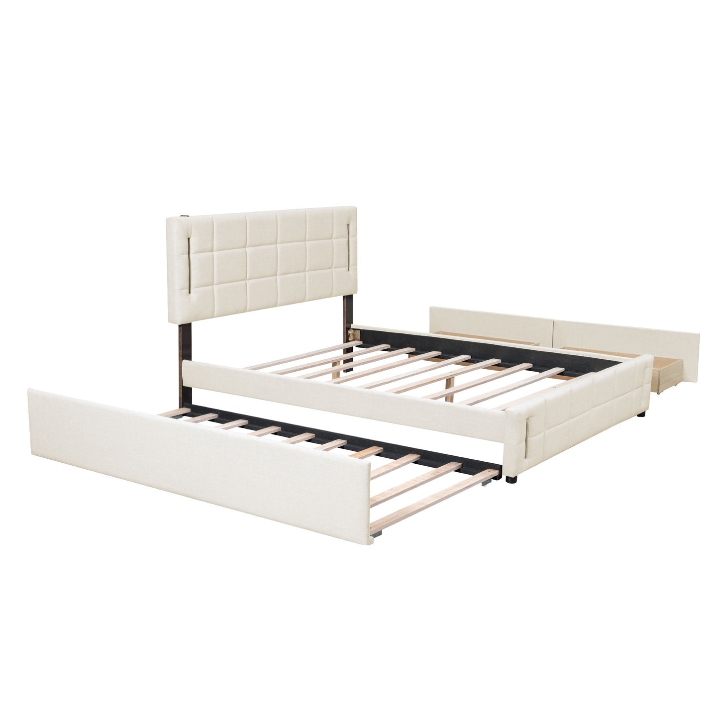 Upholstered Platform Bed With Trundle & Drawers - The Sleep Loft - Online Mattress Showroom NYC