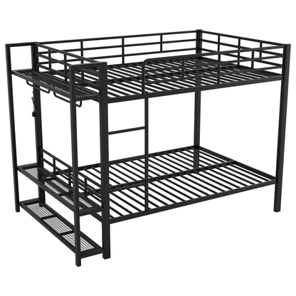 Bunk Bed With Storage Shelves, Clothes Hooks, LED Light - The Sleep Loft - Online Mattress Showroom NYC