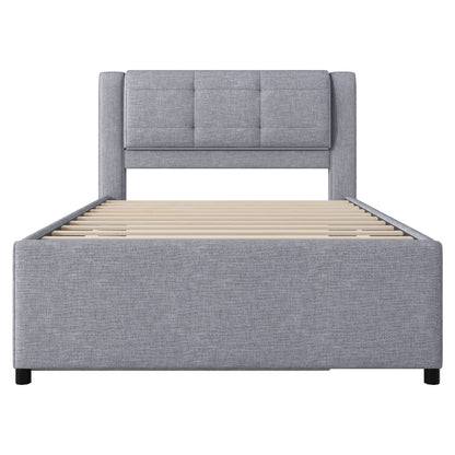 Upholstery Platform Bed With Trundle, Trundle Can Be Flat Or Erected - The Sleep Loft - Online Mattress Showroom NYC
