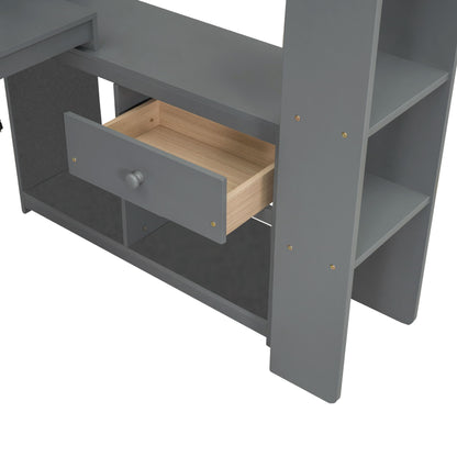 Gaming Loft Bed With Desk, Multi Storage Shelves, LED And Charging Station - The Sleep Loft - Online Mattress Showroom NYC