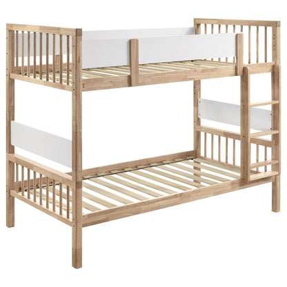 Ponderosa - Twin Over Twin Bunk Bed With Accents - Natural - The Sleep Loft - Online Mattress Showroom NYC