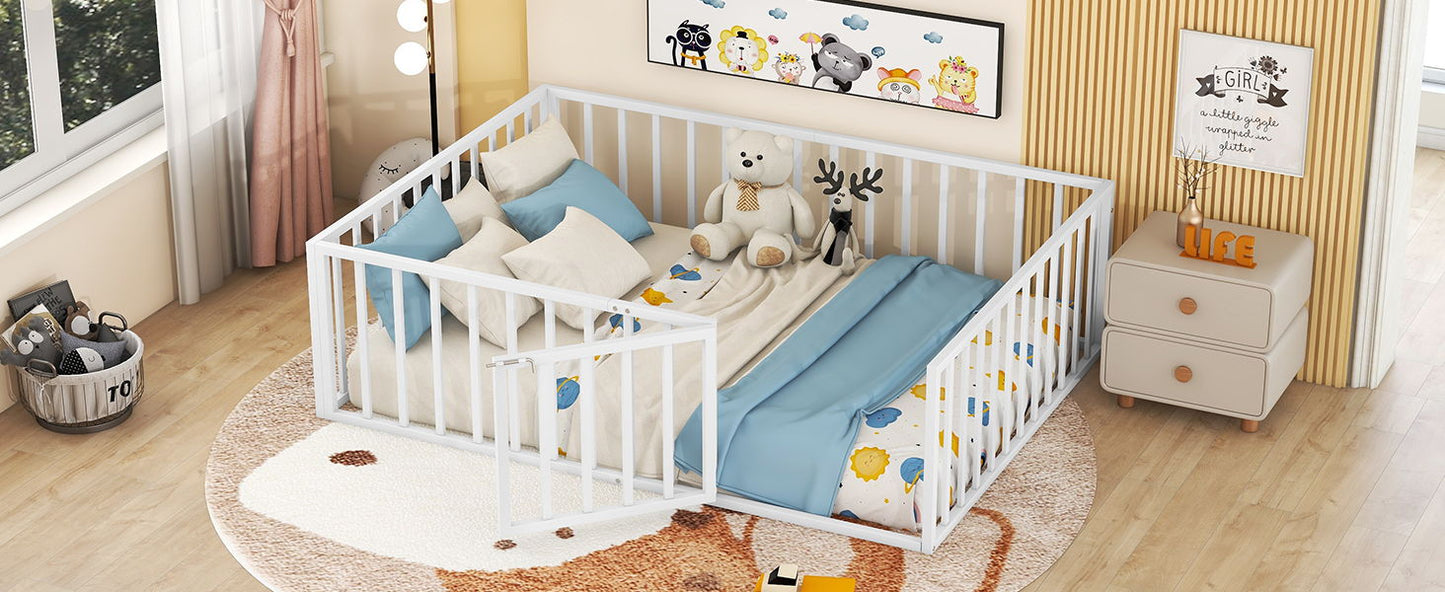 Metal Floor Bed Frame With Fence And Door - The Sleep Loft - Online Mattress Showroom NYC