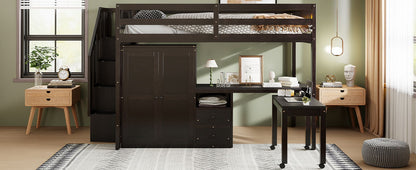 Loft Bed With Stairs, Bookshelf, Drawers, Desk & Wardrobe, Space Saving Multifunctional Furniture - The Sleep Loft - Online Mattress Showroom NYC