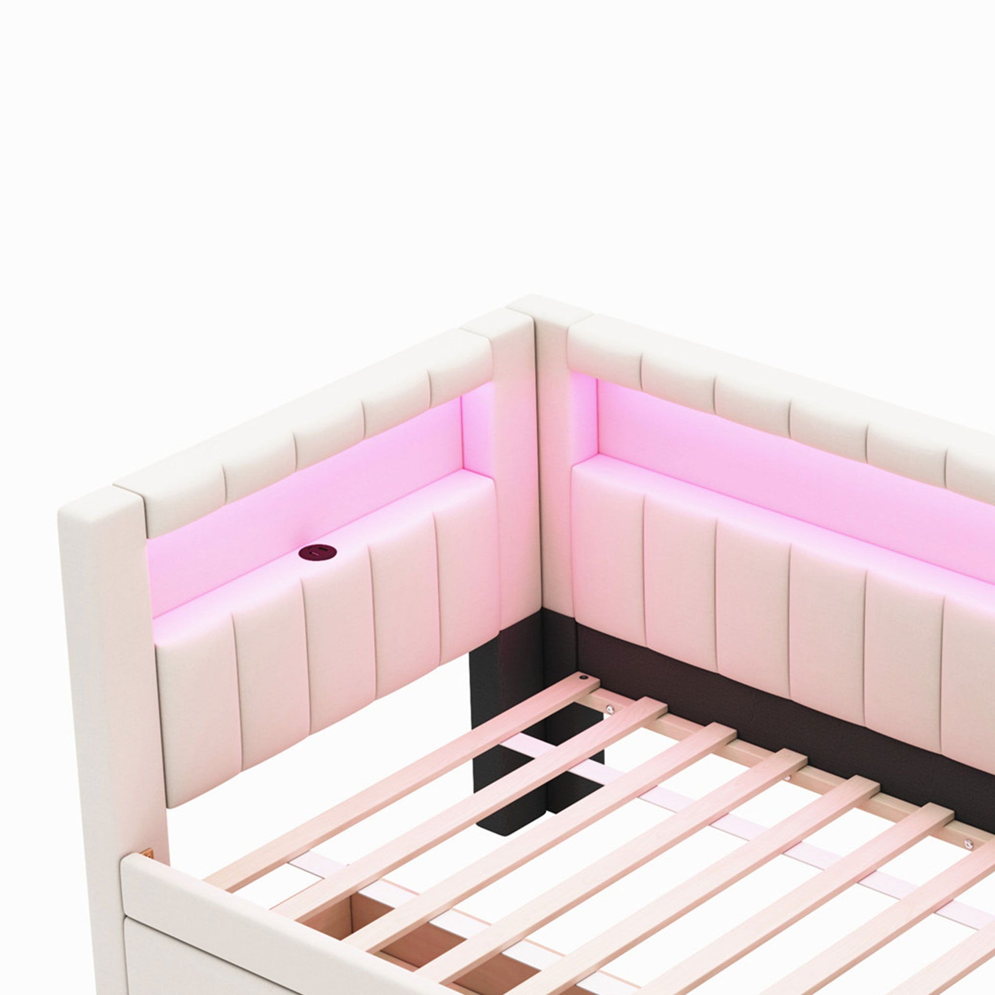 Upholstered Platform Bed With USB Ports And LED Belt - The Sleep Loft - Online Mattress Showroom NYC