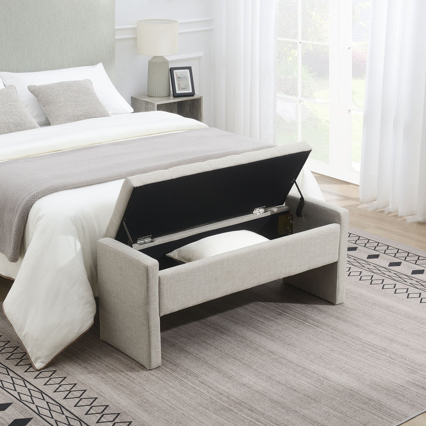 Modern Upholstered Large Bed End Bench With Storage - The Sleep Loft - Online Mattress Showroom NYC
