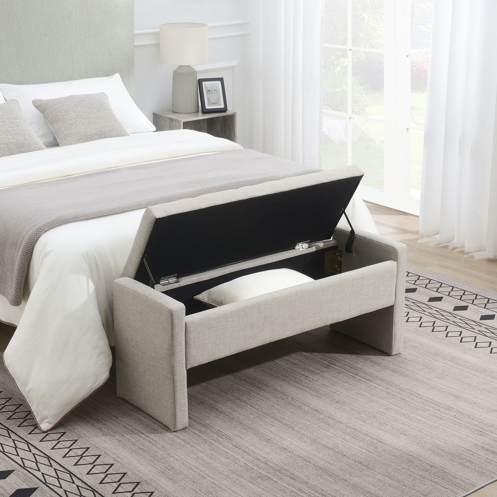 Modern Upholstered Large Bed End Bench With Storage - The Sleep Loft - Online Mattress Showroom NYC