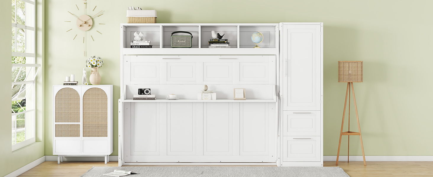 Space Saving Murphy Wall Bed With Closet And Drawers - The Sleep Loft - Online Mattress Showroom NYC