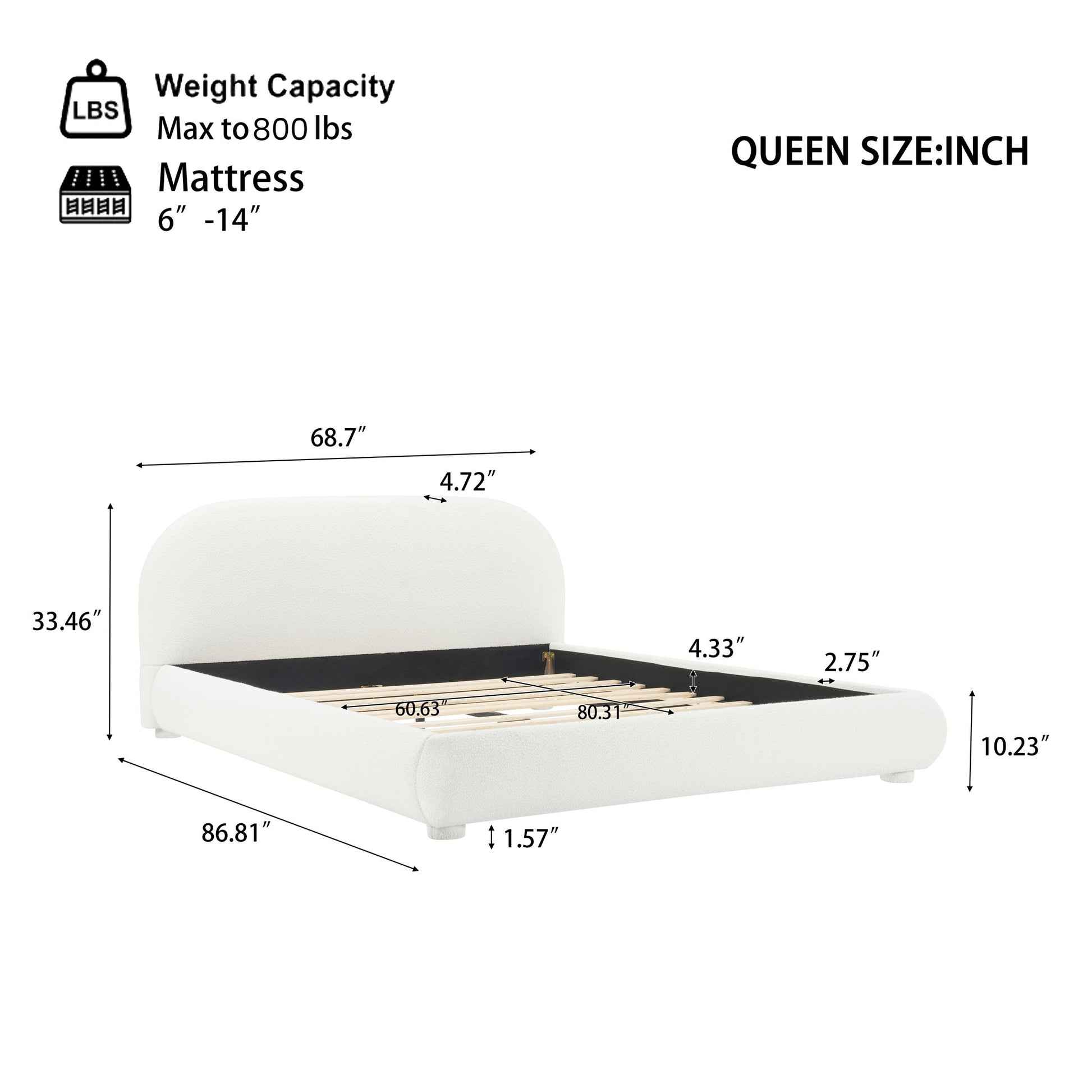 Upholstered Simple Modern Bedroom Bed With Curved Headboard - The Sleep Loft - Online Mattress Showroom NYC