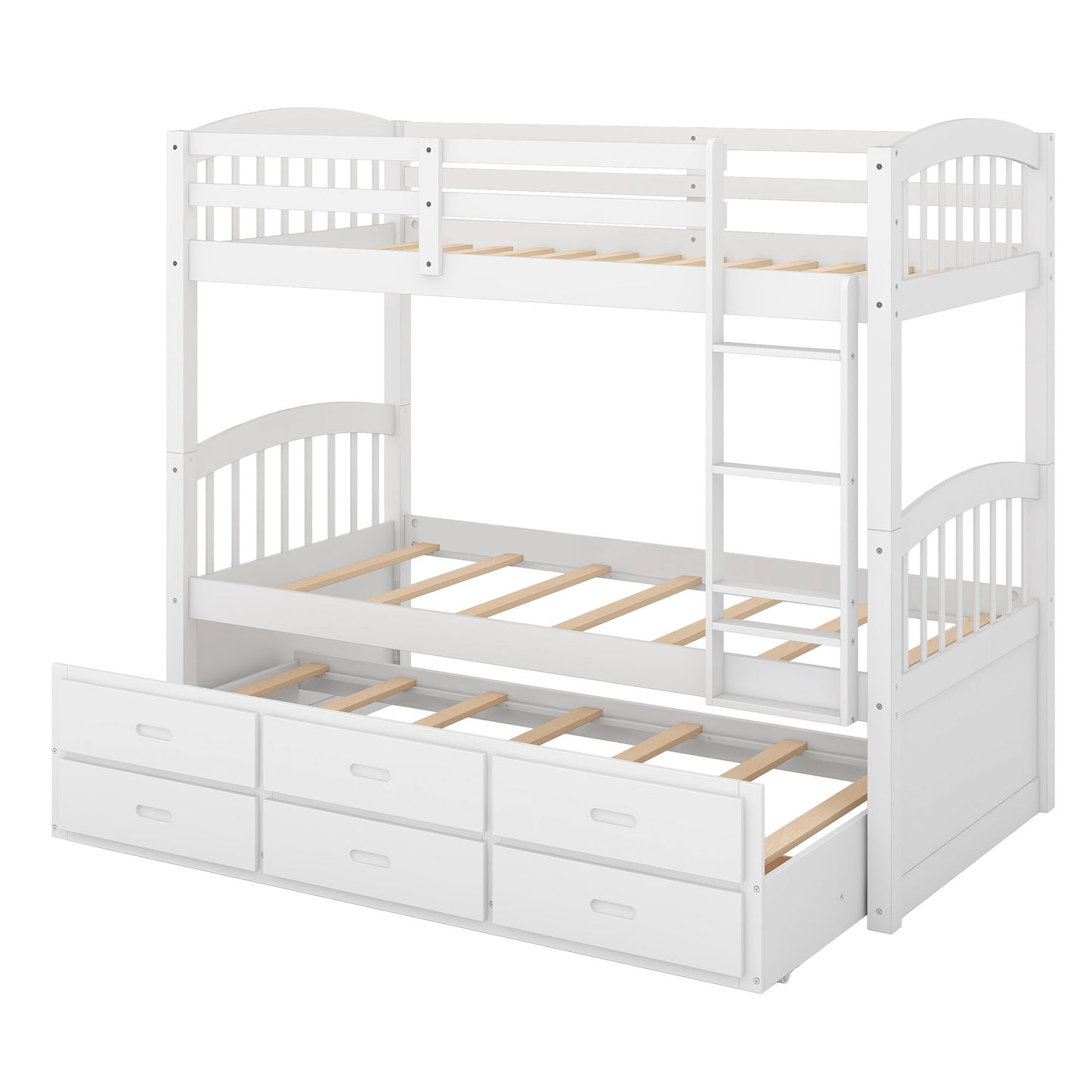 Bunk Bed With Trundle And Drawers, Arched Headboard And Footboard - The Sleep Loft - Online Mattress Showroom NYC