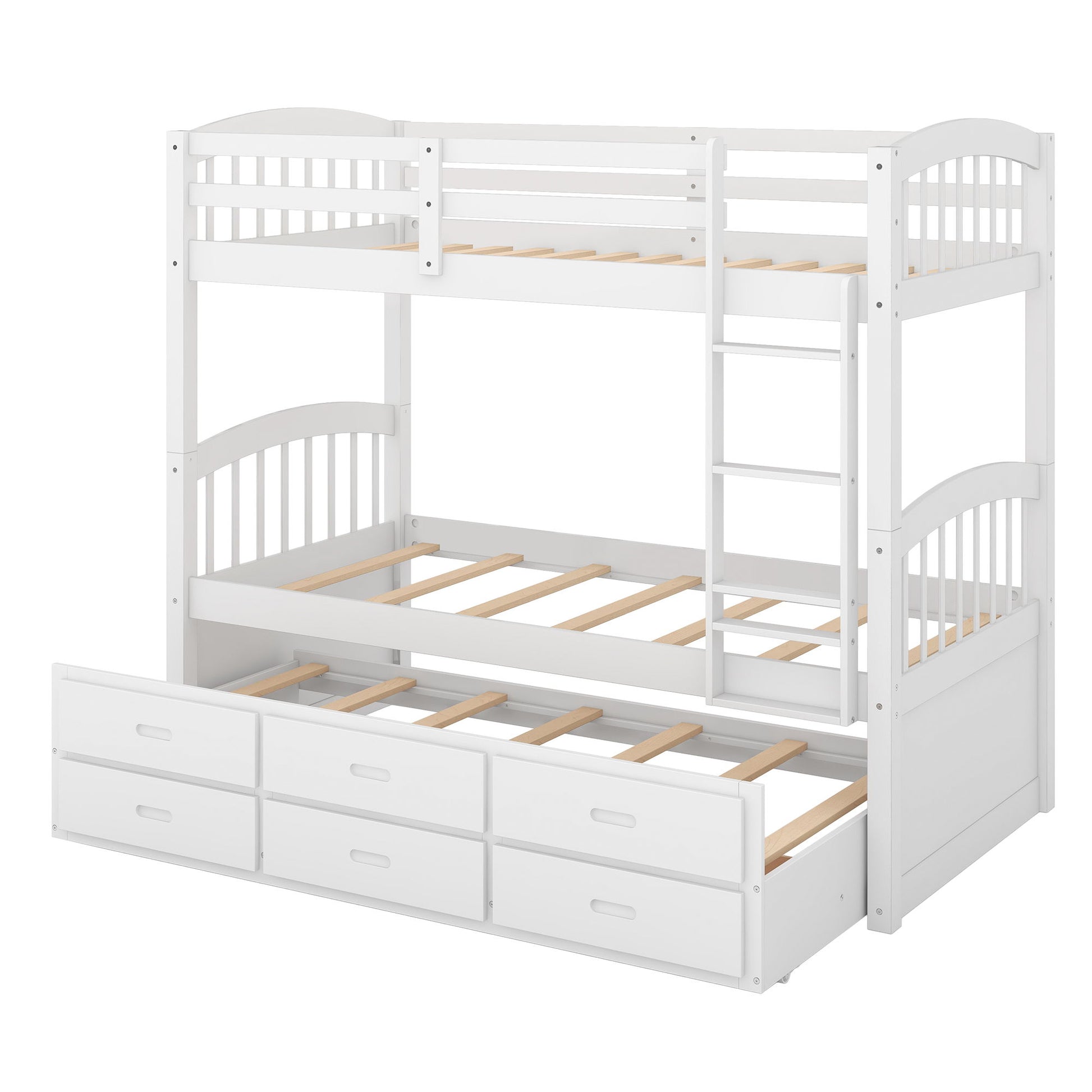 Bunk Bed With Trundle And Drawers, Arched Headboard And Footboard - The Sleep Loft - Online Mattress Showroom NYC