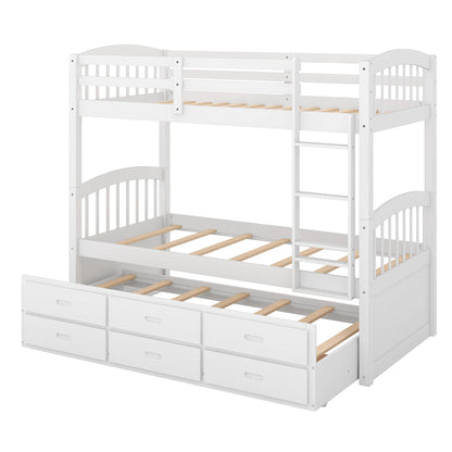Bunk Bed With Trundle And Drawers, Arched Headboard And Footboard - The Sleep Loft - Online Mattress Showroom NYC