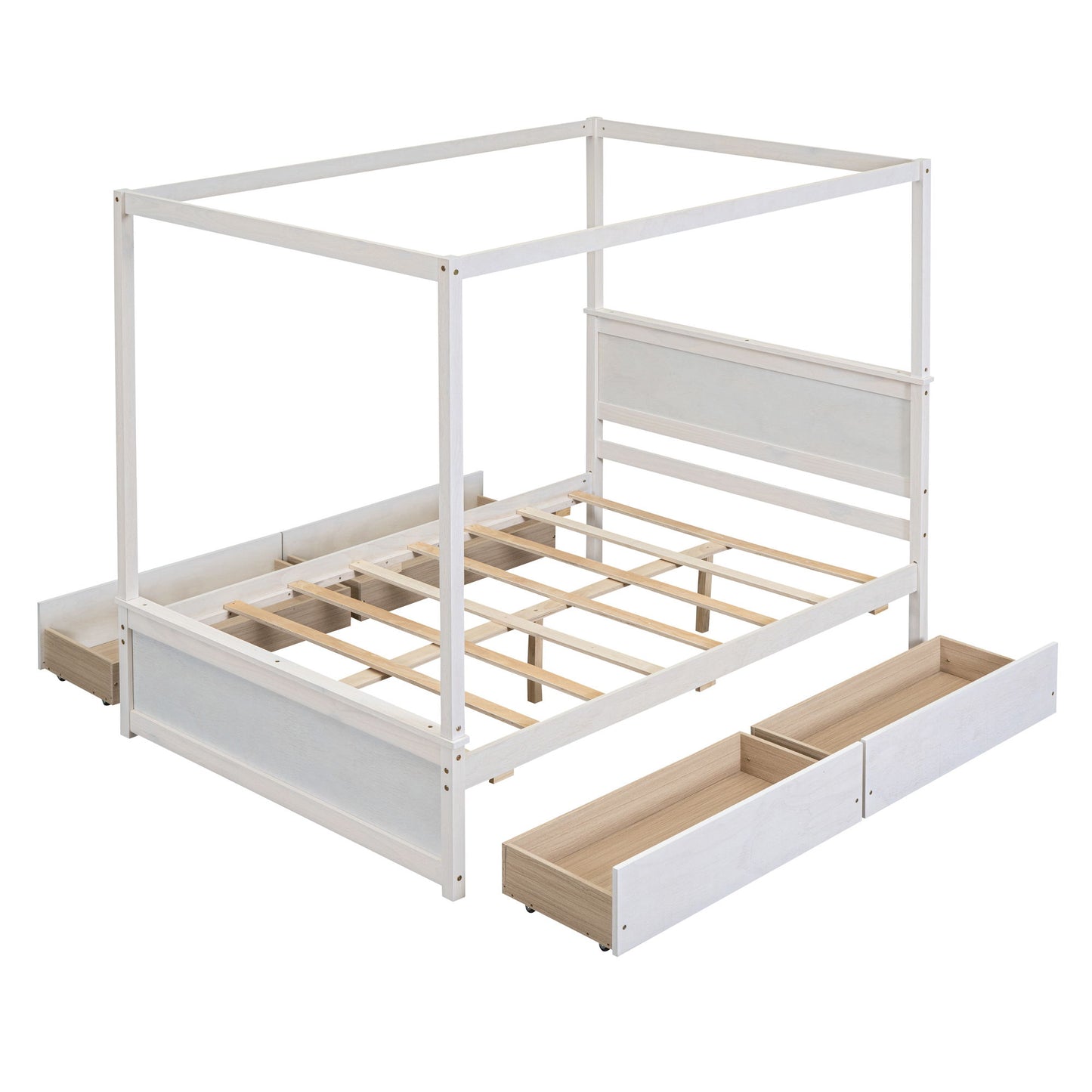 Canopy Platform Bed With Drawers, Support Slats, No Box Spring Needed - The Sleep Loft - Online Mattress Showroom NYC