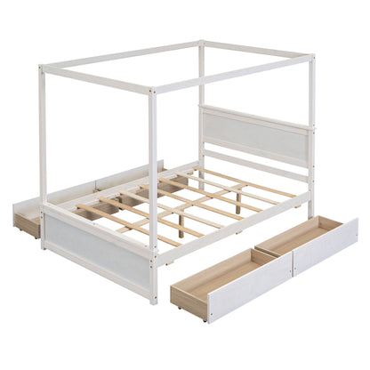 Canopy Platform Bed With Drawers, Support Slats, No Box Spring Needed - The Sleep Loft - Online Mattress Showroom NYC