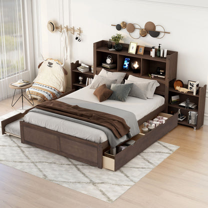 Storage Platform Bed With Pull Out Shelves, Trundle, And 2 Drawers - The Sleep Loft - Online Mattress Showroom NYC