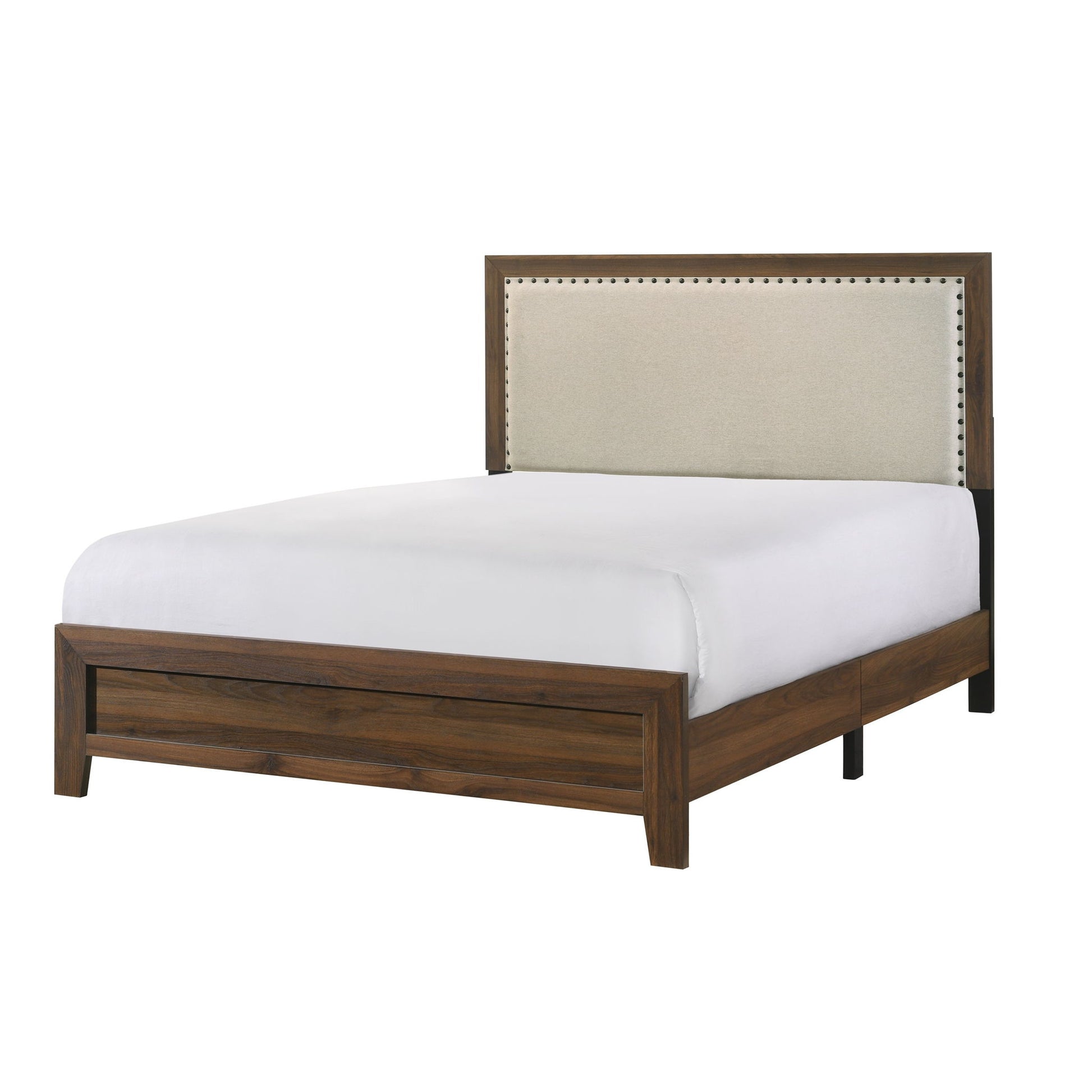 Panel Bed With Fabric Upholstered Tufted Nailhead Trim Headboard - The Sleep Loft - Online Mattress Showroom NYC