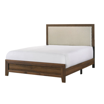 Panel Bed With Fabric Upholstered Tufted Nailhead Trim Headboard - The Sleep Loft - Online Mattress Showroom NYC