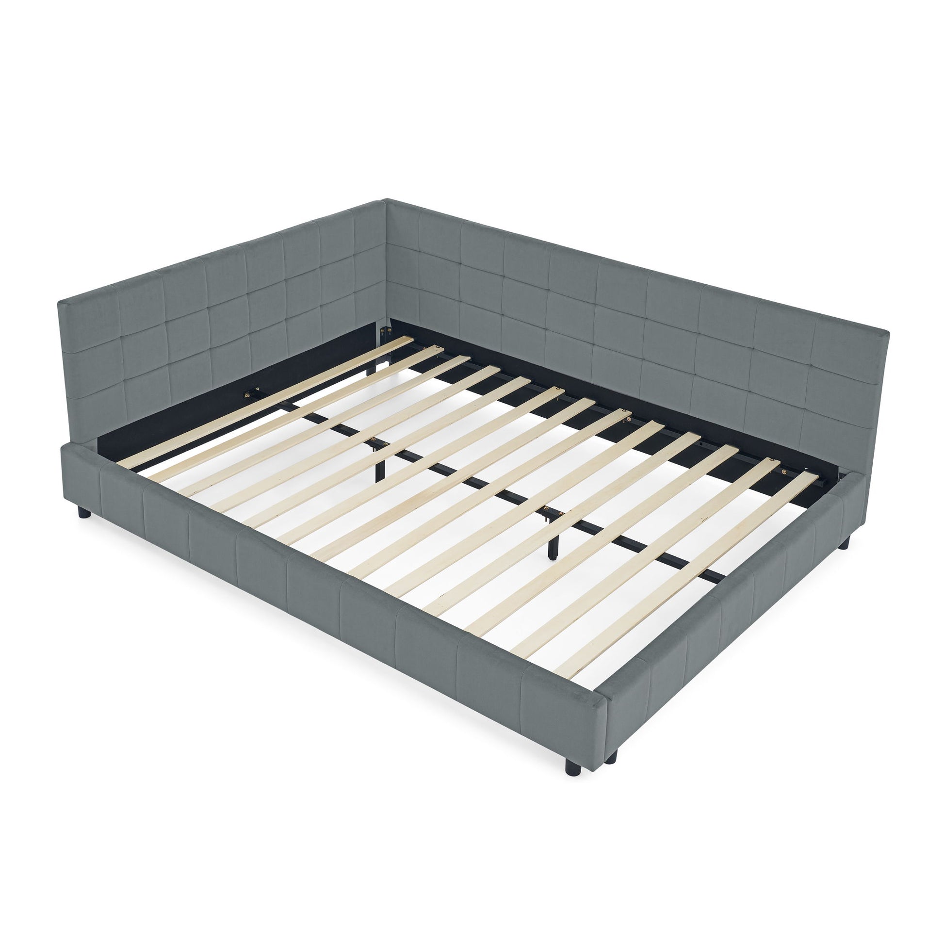 Mid-Century Storage Upholstered Tufted Bed Frame With Backrest And Armrests - The Sleep Loft - Online Mattress Showroom NYC