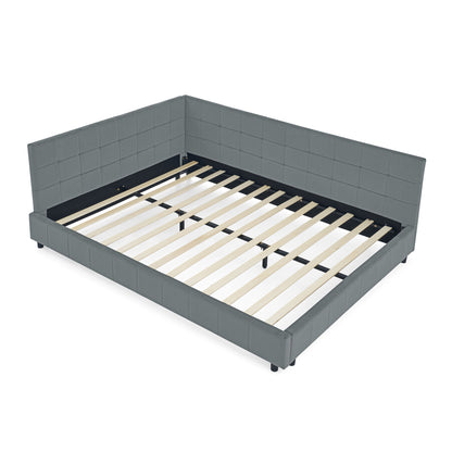 Mid-Century Storage Upholstered Tufted Bed Frame With Backrest And Armrests - The Sleep Loft - Online Mattress Showroom NYC