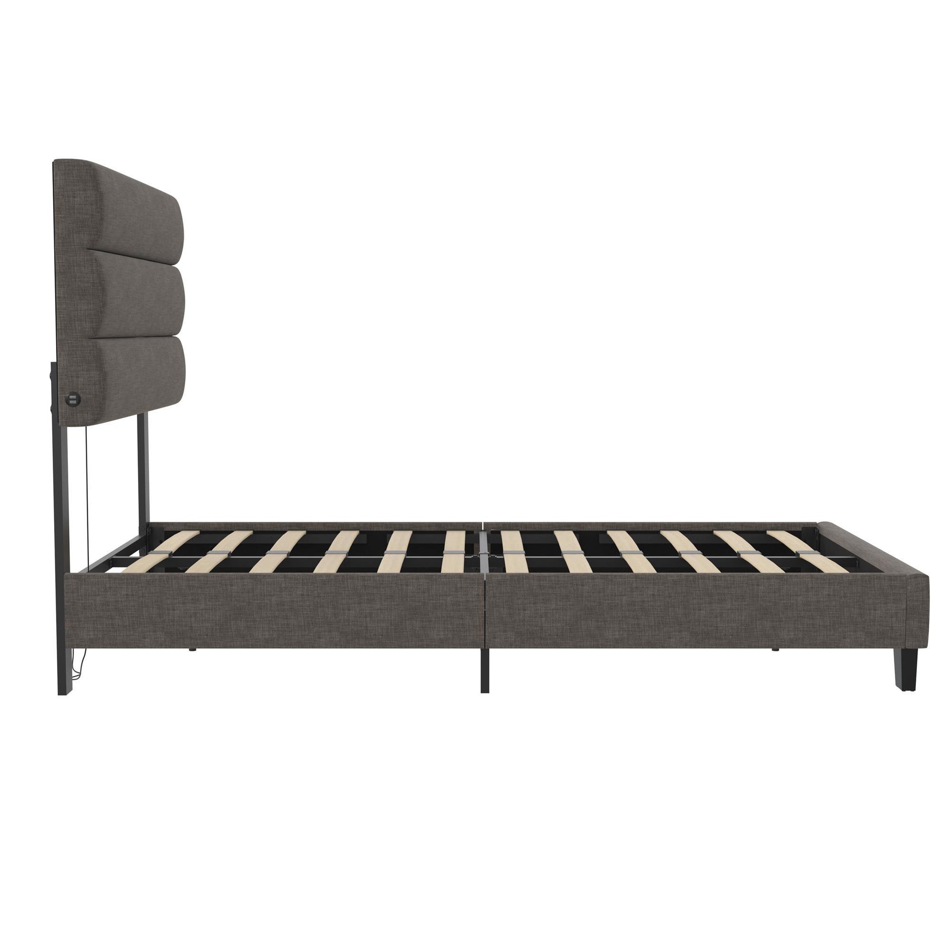 Paloma - Twin Bed With Dual USB Port - Linen - The Sleep Loft - Online Mattress Showroom NYC