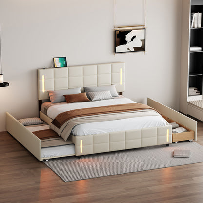 Upholstered Platform Bed With Trundle & Drawers - The Sleep Loft - Online Mattress Showroom NYC