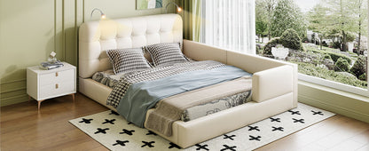 Queen Size Upholstered Platform Bed With 2 Reading Lights - White - The Sleep Loft - Online Mattress Showroom NYC