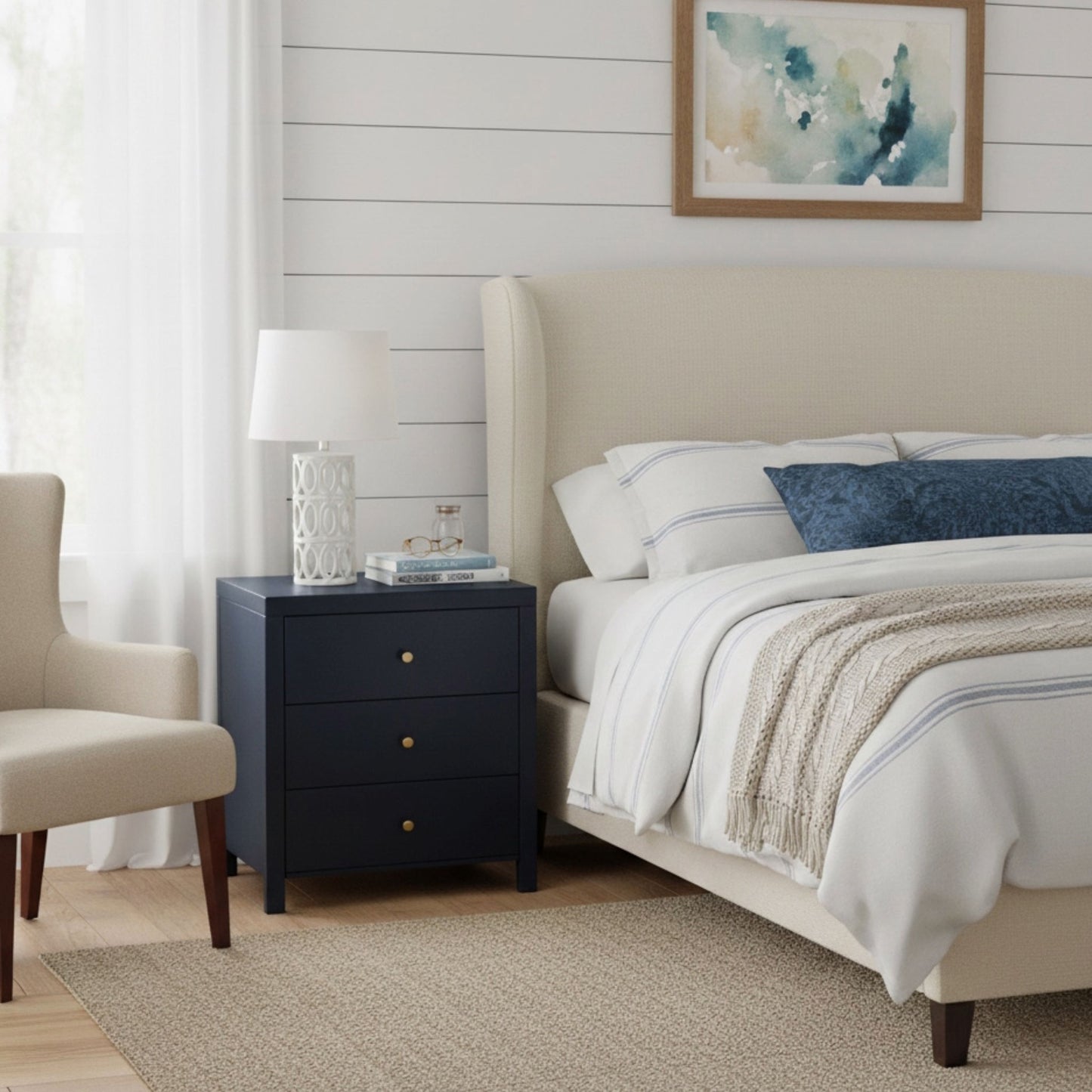Nevarre - 3 Drawer Nightstand - The Sleep Loft - Online Mattress Showroom NYC