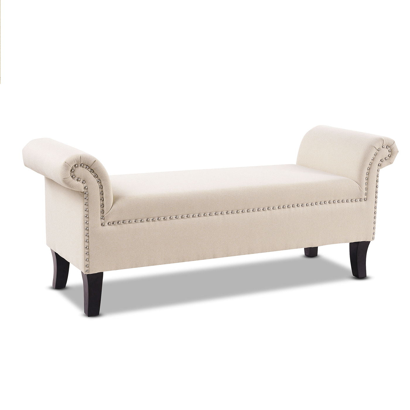 Kathy - Roll Arm Entryway Accent Bench - Sky Neutral Beige - The Sleep Loft - Online Mattress Showroom NYC