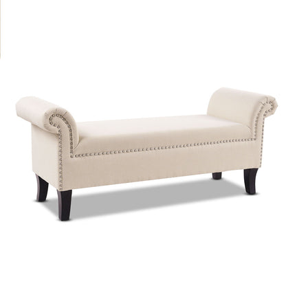 Kathy - Roll Arm Entryway Accent Bench - Sky Neutral Beige - The Sleep Loft - Online Mattress Showroom NYC