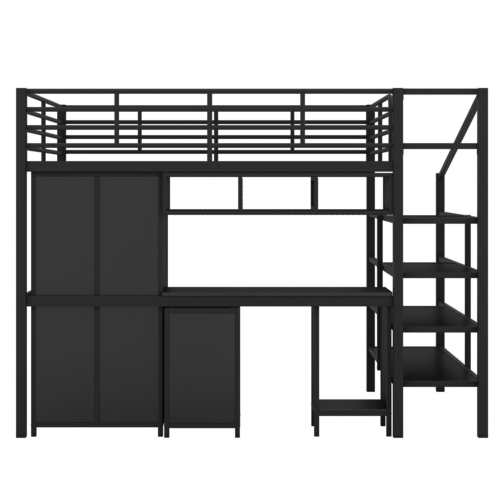 Full Size Loft Bed With Desk Set And Wardrobe - Black - The Sleep Loft - Online Mattress Showroom NYC