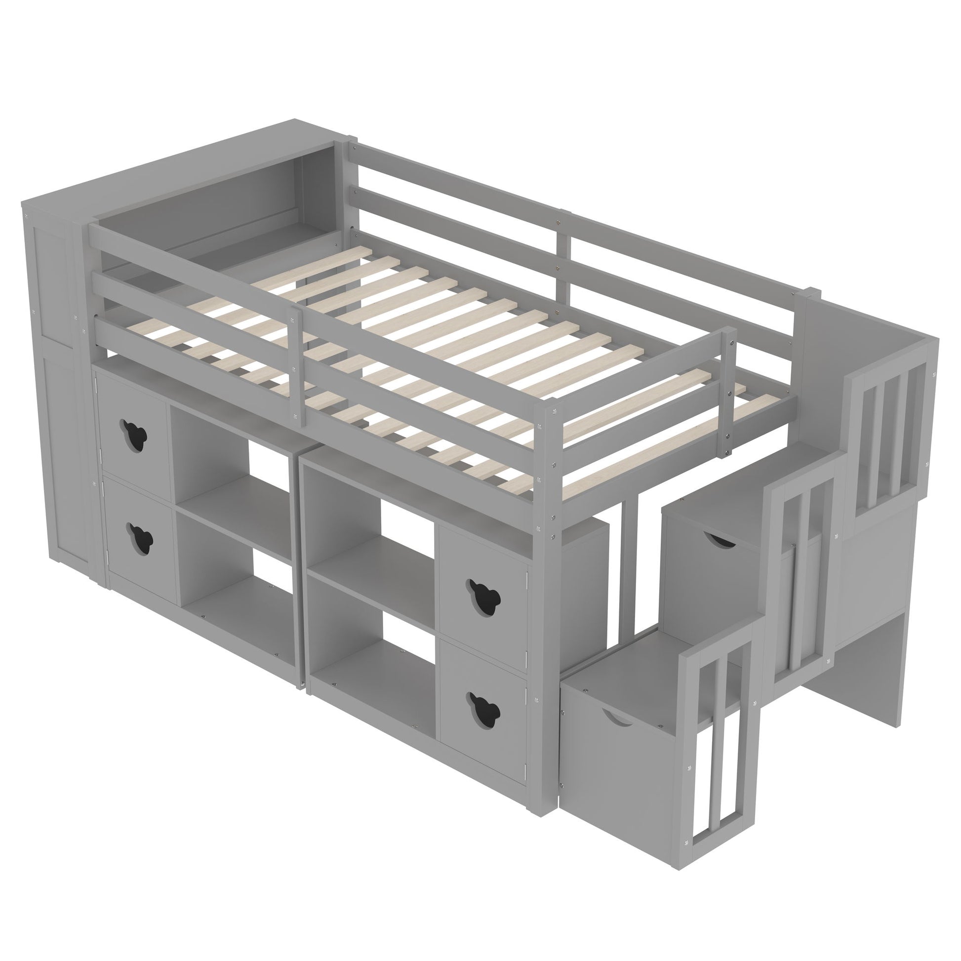 Loft Bed With Storage Cabinets, Staircase Drawers & LED Lights - The Sleep Loft - Online Mattress Showroom NYC