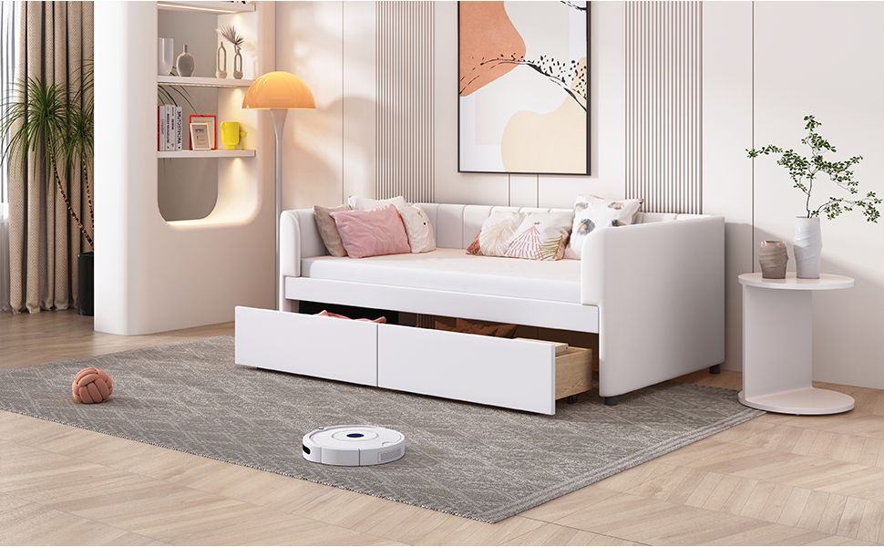 Upholstered Daybed With Ergonomic Design Backrest - The Sleep Loft - Online Mattress Showroom NYC