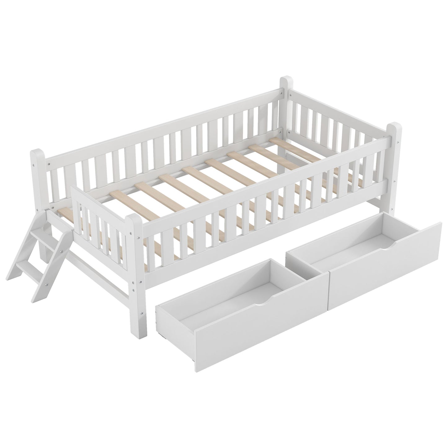 Platform Bed With Guardrail And 2 Drawers - The Sleep Loft - Online Mattress Showroom NYC