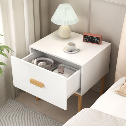 Nightstand With Drawer, Minimalist Bedside Table With Handle For Bedroom - White - The Sleep Loft - Online Mattress Showroom NYC