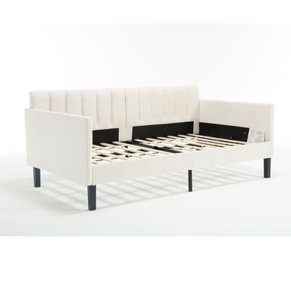 Elena - Boucle Upholstered Daybed, Ribbed Tufted Backrest - The Sleep Loft - Online Mattress Showroom NYC