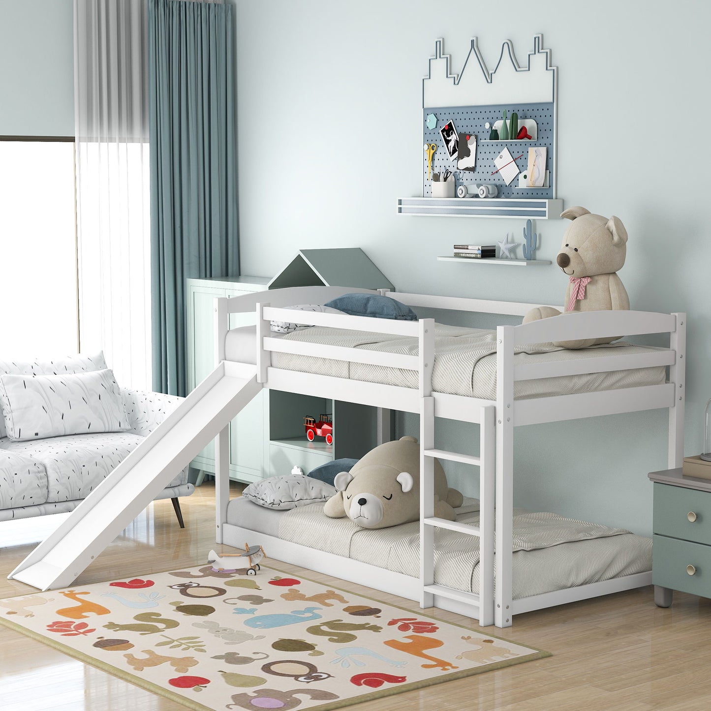 Durable Bunk Bed With Convertible Slide And Ladder - The Sleep Loft - Online Mattress Showroom NYC