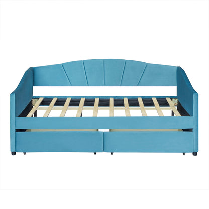 Upholstered Daybed With Two Drawers And Wood Slat - The Sleep Loft - Online Mattress Showroom NYC
