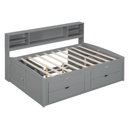 Daybed With 2 Bedside Cabinets, Upper Shelves And 4 Drawers - The Sleep Loft - Online Mattress Showroom NYC