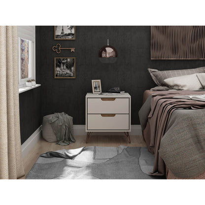 Rockefeller - Nightstand With 2 Drawers - Off White - The Sleep Loft - Online Mattress Showroom NYC