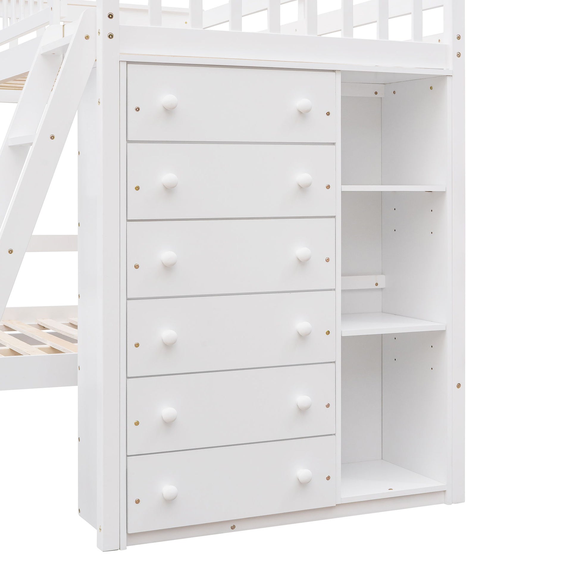 Bunk Bed With 6 Drawers And Flexible Shelves, Bottom Bed With Wheels - The Sleep Loft - Online Mattress Showroom NYC