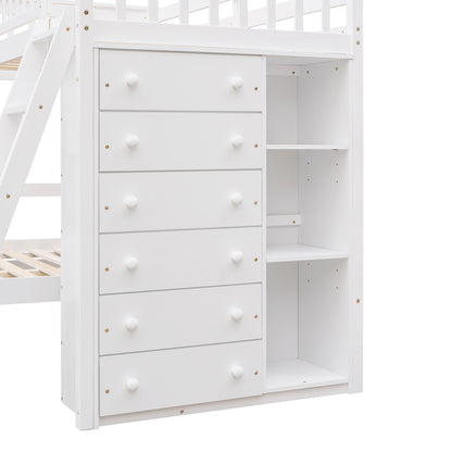 Bunk Bed With 6 Drawers And Flexible Shelves, Bottom Bed With Wheels - The Sleep Loft - Online Mattress Showroom NYC