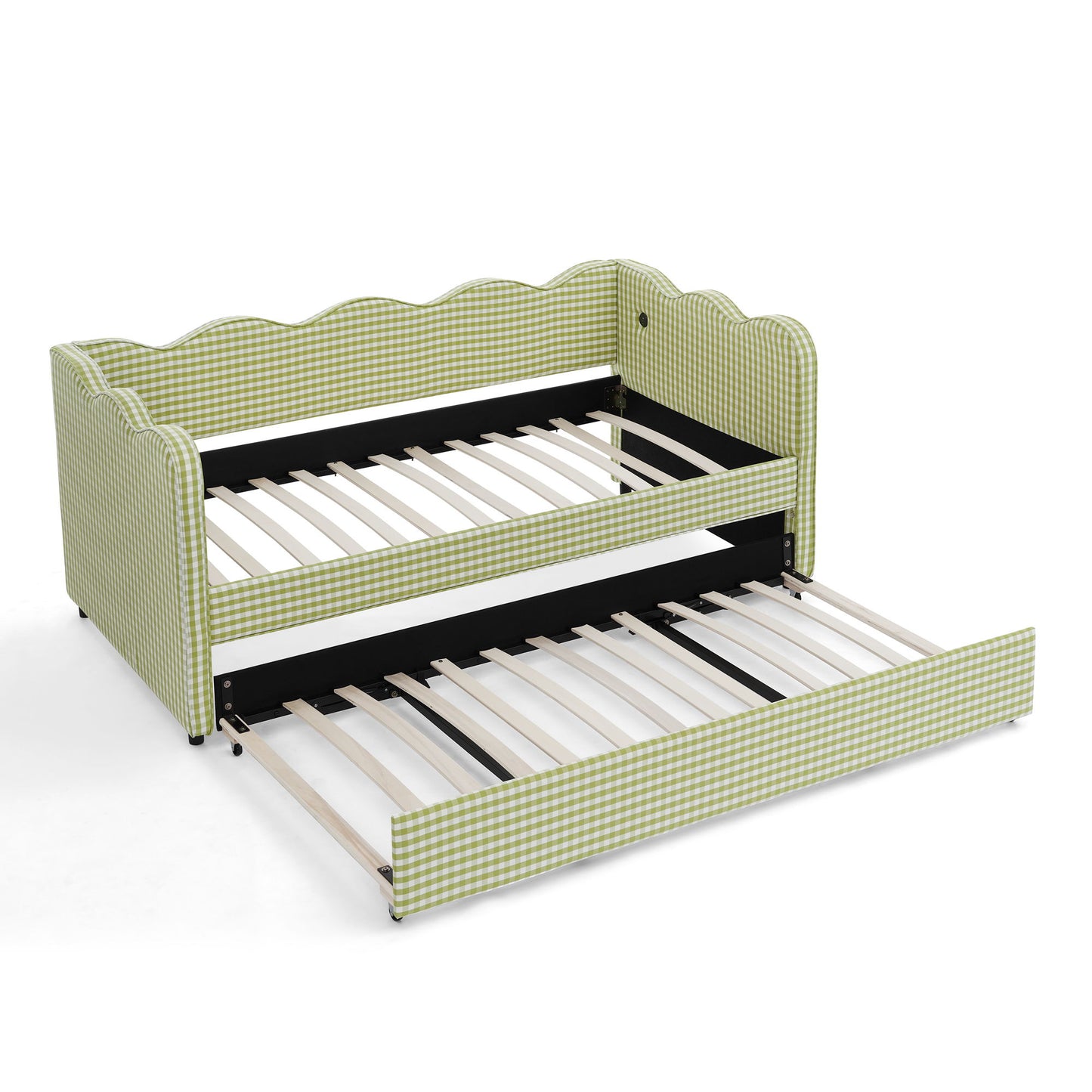 Gingham Daybed With USB Charging Port, Wave-Shaped Design - The Sleep Loft - Online Mattress Showroom NYC