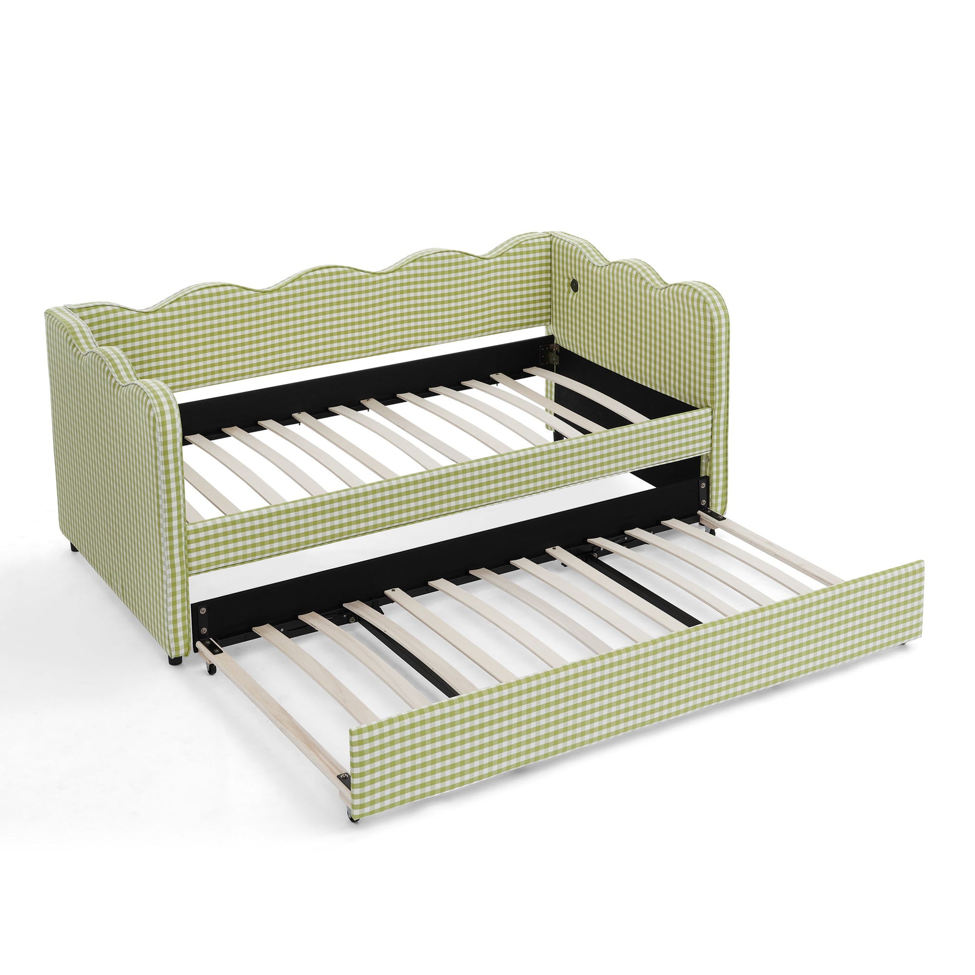 Gingham Daybed With USB Charging Port, Wave-Shaped Design - The Sleep Loft - Online Mattress Showroom NYC