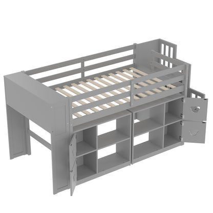 Loft Bed With Storage Cabinets, Staircase Drawers & LED Lights - The Sleep Loft - Online Mattress Showroom NYC